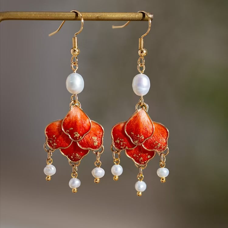 Red Petal Earrings