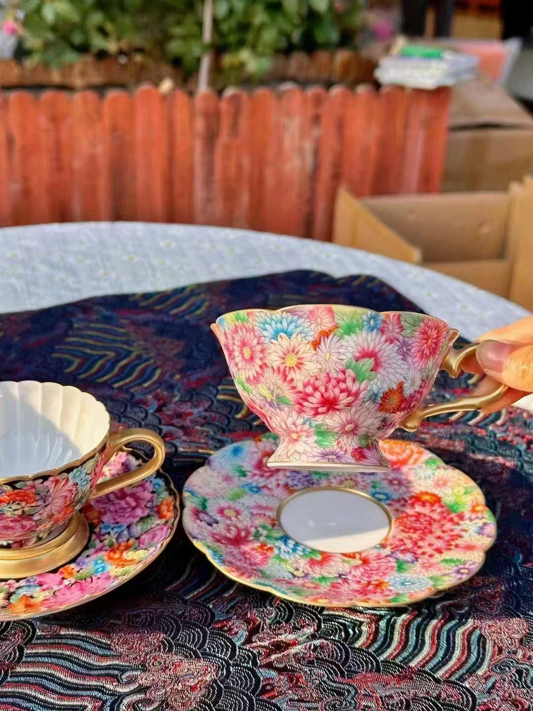 Enamel Kaleidoscope Coffee Cup