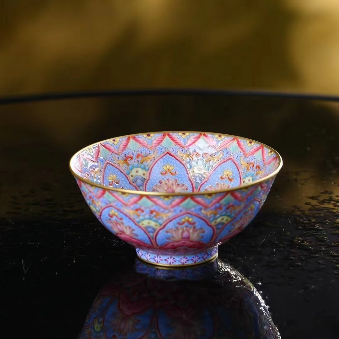 Lotus Twin Blooms Dunhuang Rimmed Cup