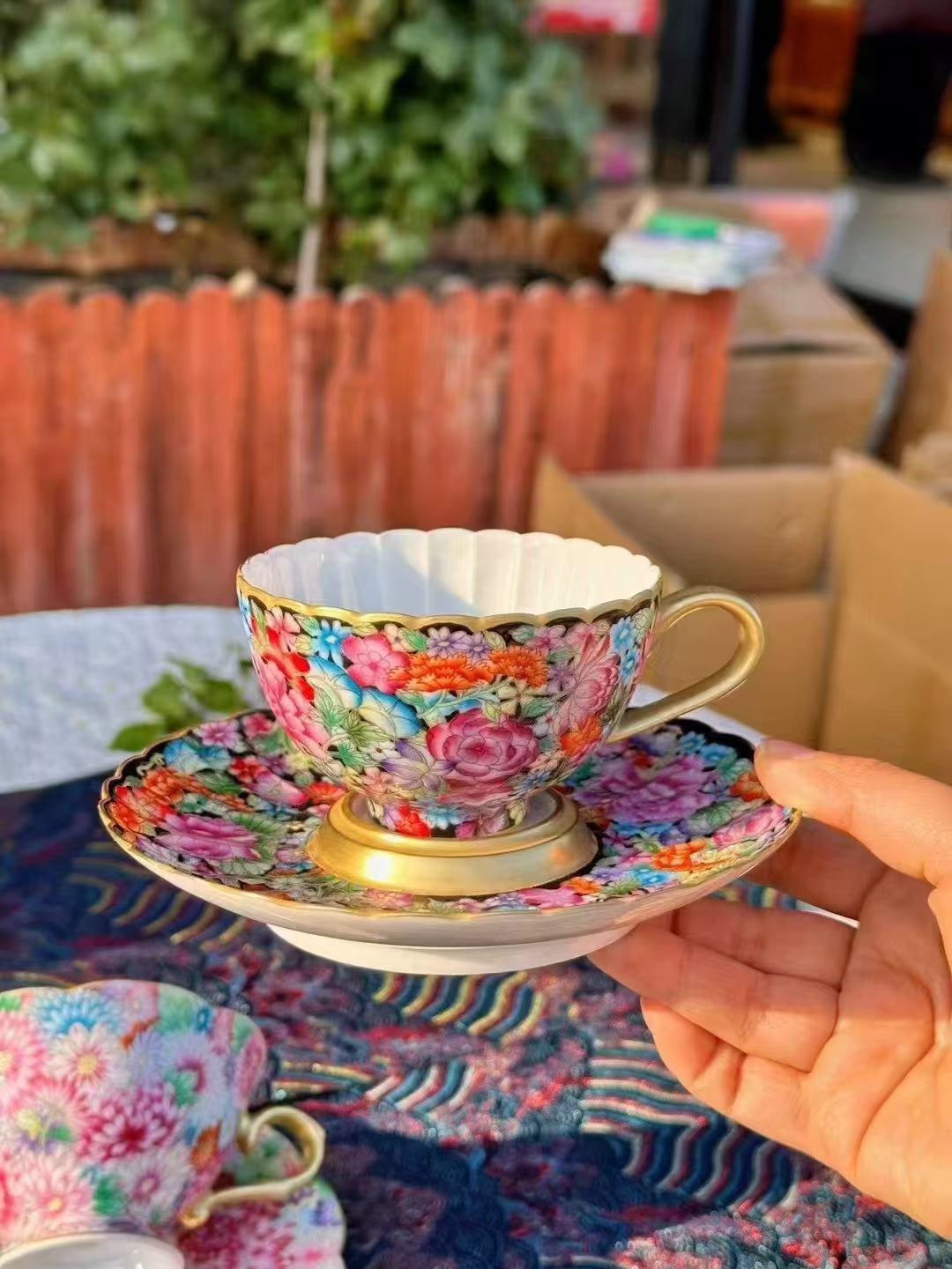 Enamel Kaleidoscope Coffee Cup