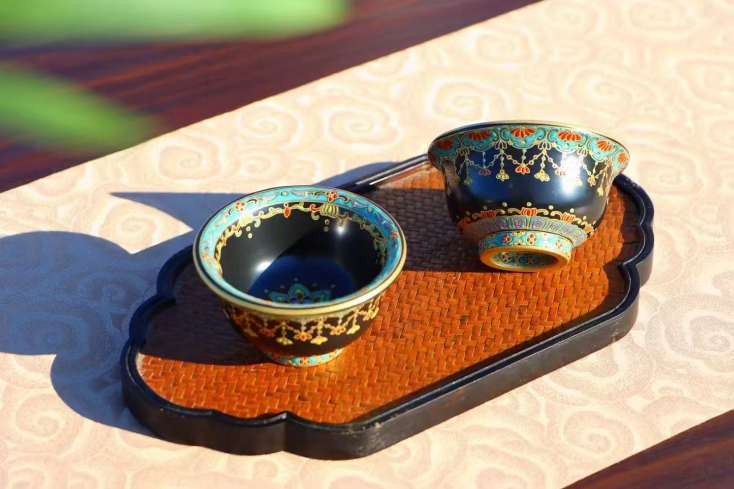 Ebony Glazed Dunhuang Pressed Hand Cup🌸