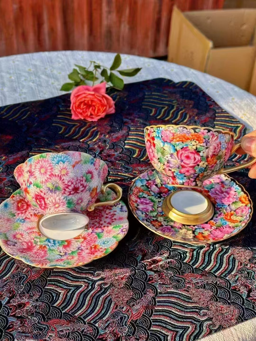 Enamel Kaleidoscope Coffee Cup