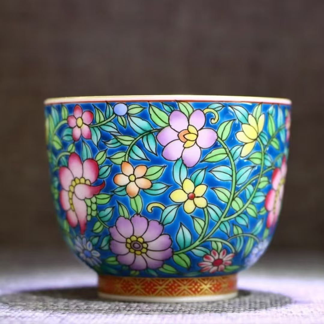 Floral Cylinder Cup – A Masterpiece of Handcrafted Elegance