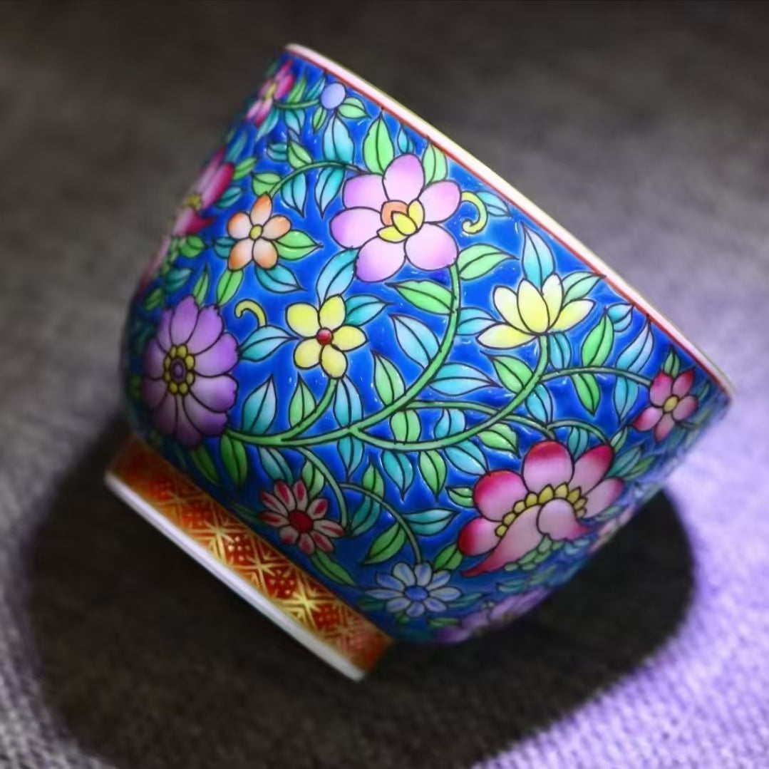 Floral Cylinder Cup – A Masterpiece of Handcrafted Elegance